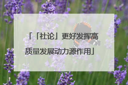 「社论」更好发挥高质量发展动力源作用