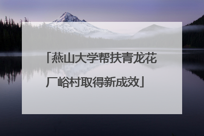 燕山大学帮扶青龙花厂峪村取得新成效