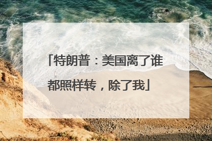 特朗普：美国离了谁都照样转，除了我