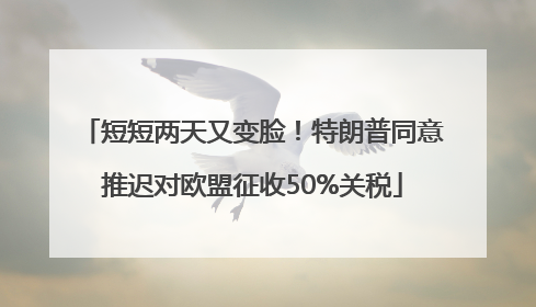 短短两天又变脸！特朗普同意推迟对欧盟征收50%关税