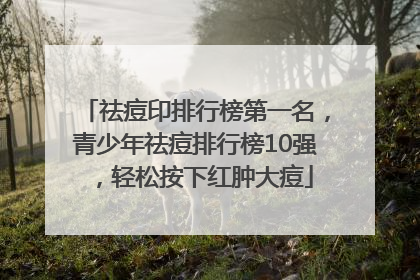 祛痘印排行榜第一名，青少年祛痘排行榜10强，轻松按下红肿大痘