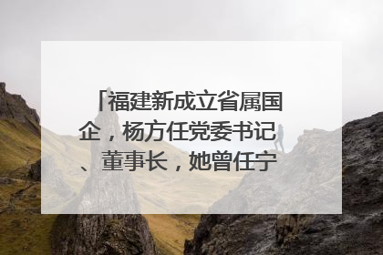 福建新成立省属国企，杨方任党委书记、董事长，她曾任宁德市委副书记｜张田怡已任县委副书记、县政府党组书记