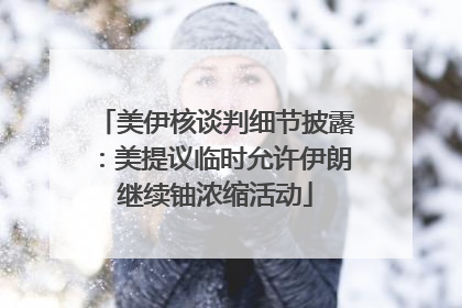 美伊核谈判细节披露：美提议临时允许伊朗继续铀浓缩活动