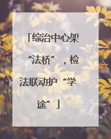 综治中心架“法桥”，检法联动护“学途”
