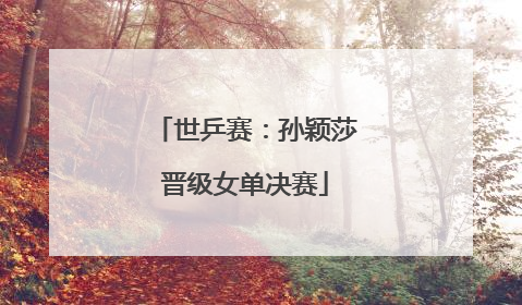 世乒赛：孙颖莎晋级女单决赛