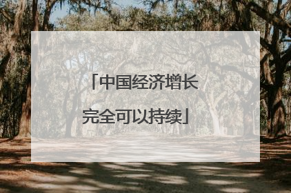 中国经济增长完全可以持续