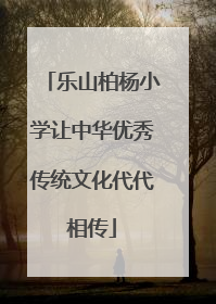 乐山柏杨小学让中华优秀传统文化代代相传
