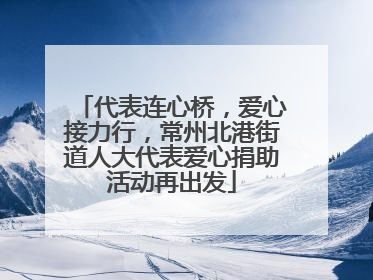 代表连心桥，爱心接力行，常州北港街道人大代表爱心捐助活动再出发