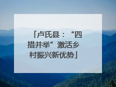 卢氏县：“四措并举”激活乡村振兴新优势