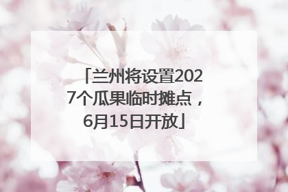 兰州将设置2027个瓜果临时摊点，6月15日开放