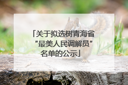 关于拟选树青海省“最美人民调解员” 名单的公示