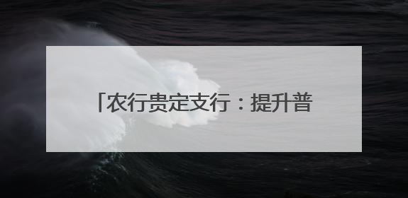 农行贵定支行：提升普惠金融 助力乡村振兴