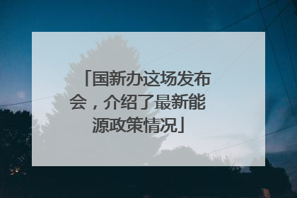 国新办这场发布会，介绍了最新能源政策情况