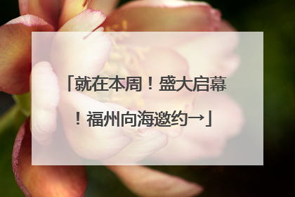 就在本周！盛大启幕！福州向海邀约→