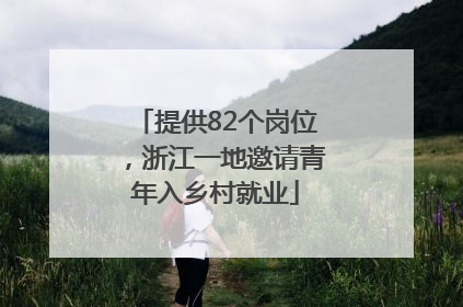提供82个岗位，浙江一地邀请青年入乡村就业