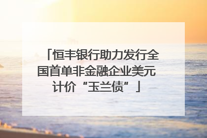 恒丰银行助力发行全国首单非金融企业美元计价“玉兰债”