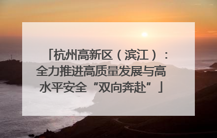 杭州高新区（滨江）：全力推进高质量发展与高水平安全“双向奔赴”
