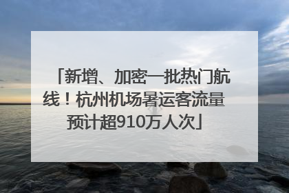 新增、加密一批热门航线！杭州机场暑运客流量预计超910万人次