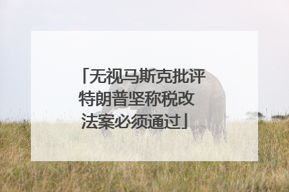 无视马斯克批评 特朗普坚称税改法案必须通过
