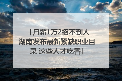 月薪1万2招不到人 湖南发布最新紧缺职业目录 这些人才吃香