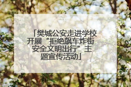 樊城公安走进学校开展“拒绝飙车炸街 安全文明出行”主题宣传活动