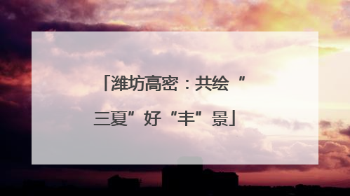 潍坊高密：共绘“三夏”好“丰”景
