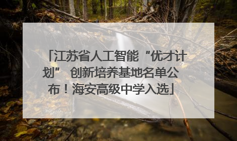 江苏省人工智能“优才计划” 创新培养基地名单公布！海安高级中学入选