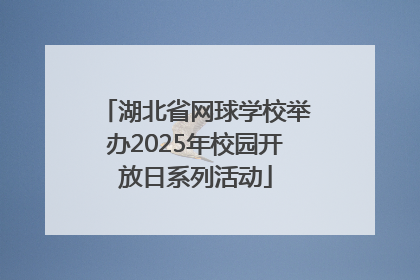 湖北省网球学校举办2025年校园开放日系列活动