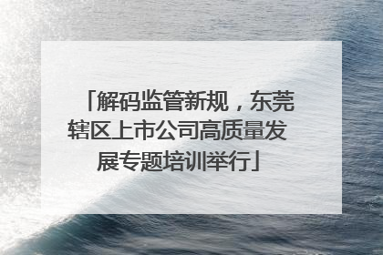 解码监管新规，东莞辖区上市公司高质量发展专题培训举行