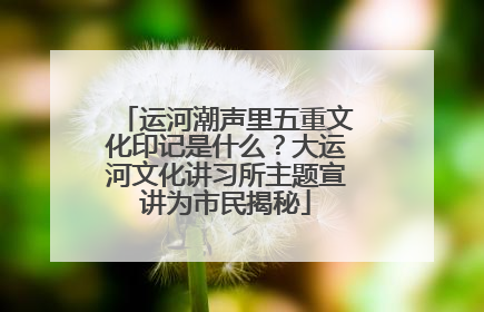 运河潮声里五重文化印记是什么？大运河文化讲习所主题宣讲为市民揭秘