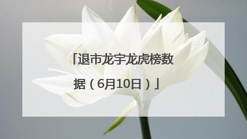 退市龙宇龙虎榜数据（6月10日）