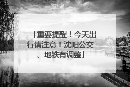 重要提醒！今天出行请注意！沈阳公交、地铁有调整
