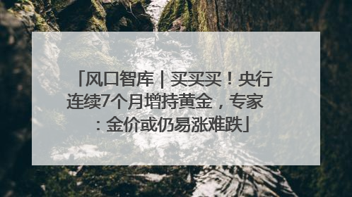 风口智库｜买买买！央行连续7个月增持黄金，专家：金价或仍易涨难跌