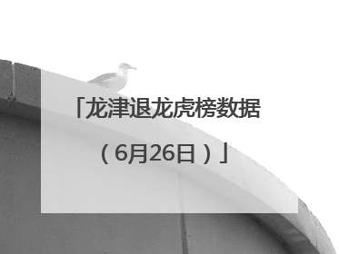 龙津退龙虎榜数据（6月26日）