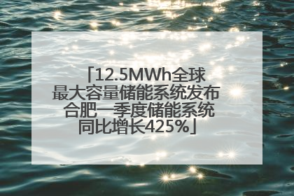 12.5MWh全球最大容量储能系统发布 合肥一季度储能系统同比增长425%